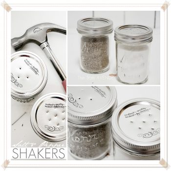 Salt and pepper shakers repurposed from small canning jars