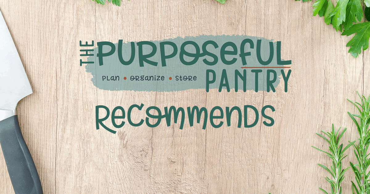 Flatlay of Purposeful Pantry Recommends words on wood background