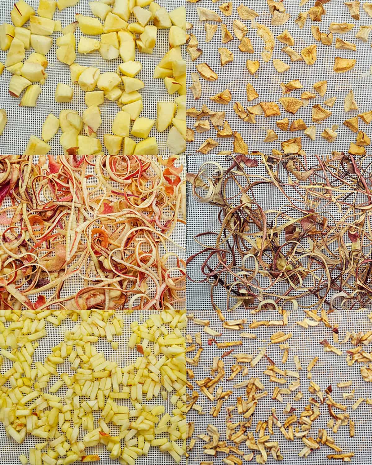 A collage of 3 other ways to dehydrate apples.