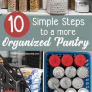 Pantry shelves with organized containers of dry storage for an organized pantry