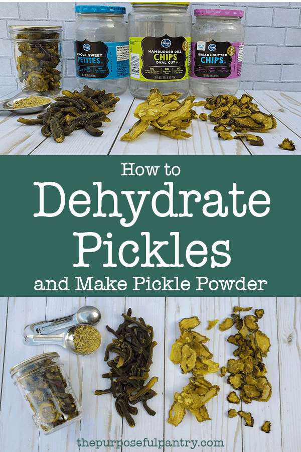 Dehydrated Pickles 5 Ways with Measuring spoons and mason jar.