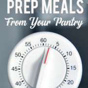Kitchen timer with text "Ten-Minute Prep Meals from Your Pantry"