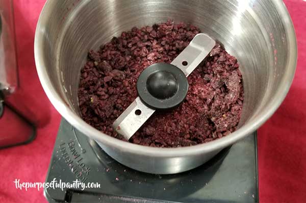 Blackberry powder in a Cuisinart Coffee Grinder