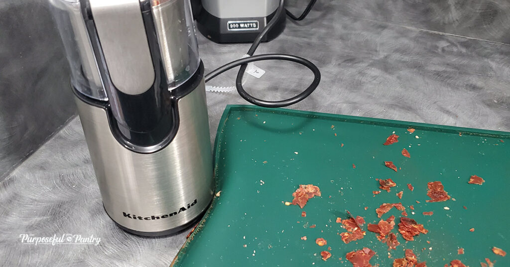 Dehydrated Picate Sauce Chips with a Kitchen Aid Coffee Grinder