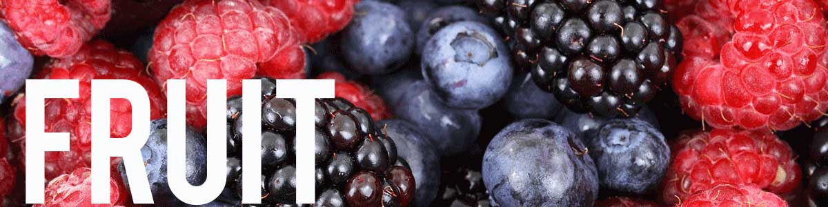 A fresh fruit blend of berries with the word Fruit on it for dehydrating fruit.