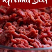 Raw ground beef in a glass bowl