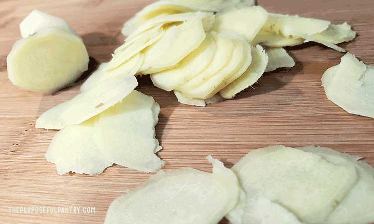 Ginger slices for dehydrating