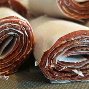 strawberry banana fruit rollups in parchment paper