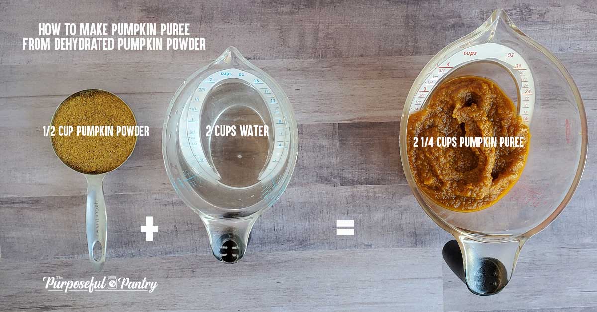 Measurements of dried pumpkin to pumpkin puree