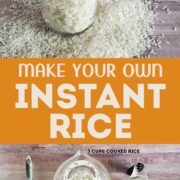 dried rice in a jar, fresh rice on the wooden surface, dehydrated rice yield in 3 measuring utensils