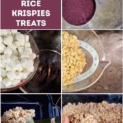 Step by Step photo directions on make Rice Krispies treats with dehydrated fruit powder