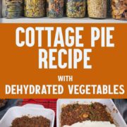 Cottage pie recipe with dehydrated vegetables.
