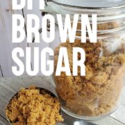 Glass storage jar of homemade brown sugar - metal scoop