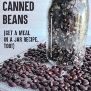 Jar of dehydrated canned beans on dehydrator tray of canned beans