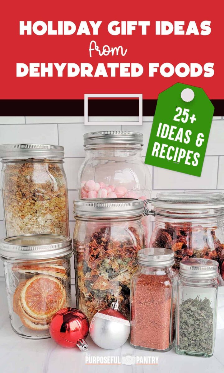 Dehydrated food gifts in jars on the kitchen counter