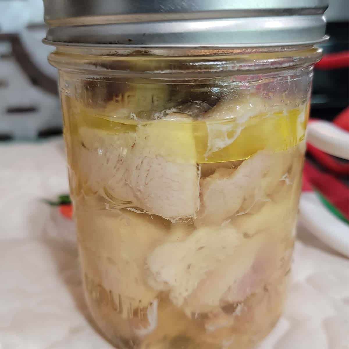 Jar of Pressure Canned Chicken