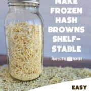 dehydrated hash browns in a jar on a tray of dried shredded potatoes