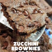 Chocolate Chip Zucchini brownie on a spatula