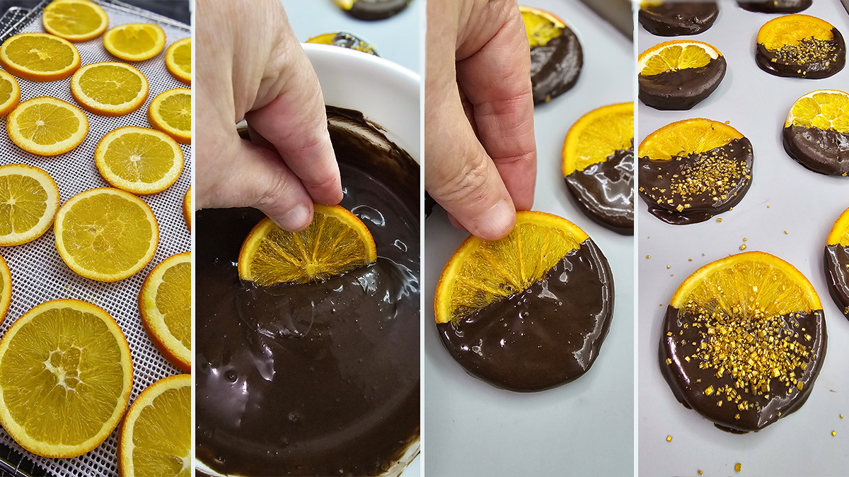 How to make chocolate dipped orange slices.